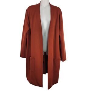 Carolina Belle Montreal Jacket Oversize Rusty Brown Open Front Long Cardigan XL
